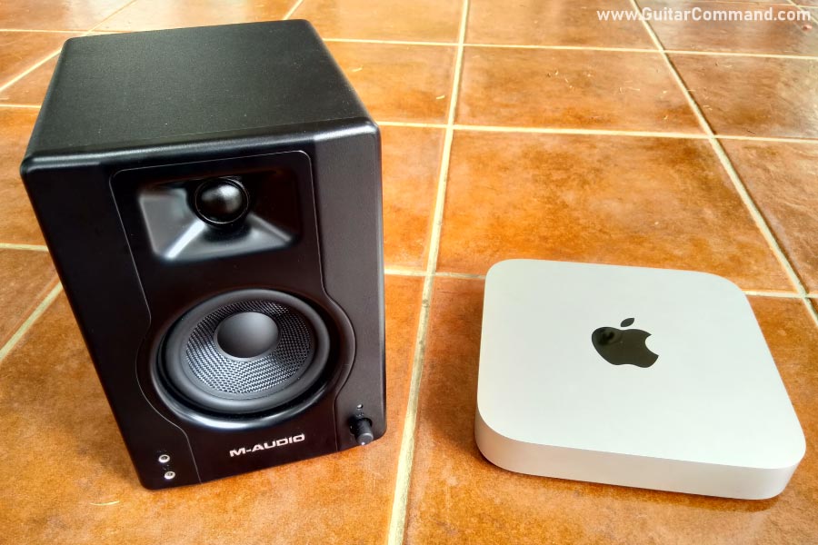 M Audio BX4 Active Monitor Speakers MacMini Size Comparison