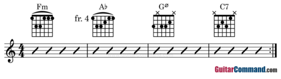 Half Diminished Chord Example Progression 3