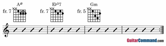 Half Diminished Chord Example Progression 4